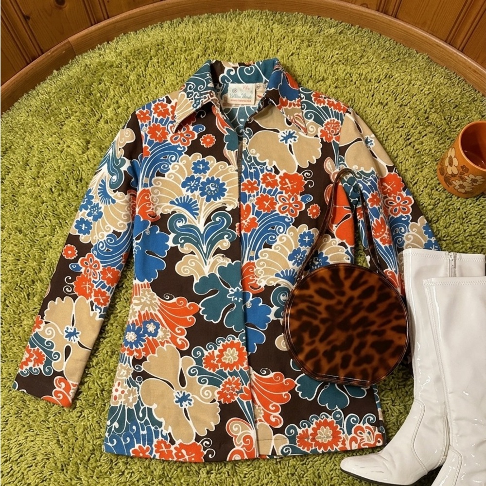 Vintage 70’s Hilton Head Sportswear Floral Button Blouse size 11/12 Costume Wear